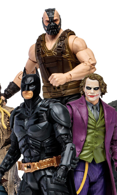 DC Multiverse (The Dark Knight Trilogy) 4er Set Actionfiguren Batman, Joker, Scarecrow, Harvey Dent + BAF Bane