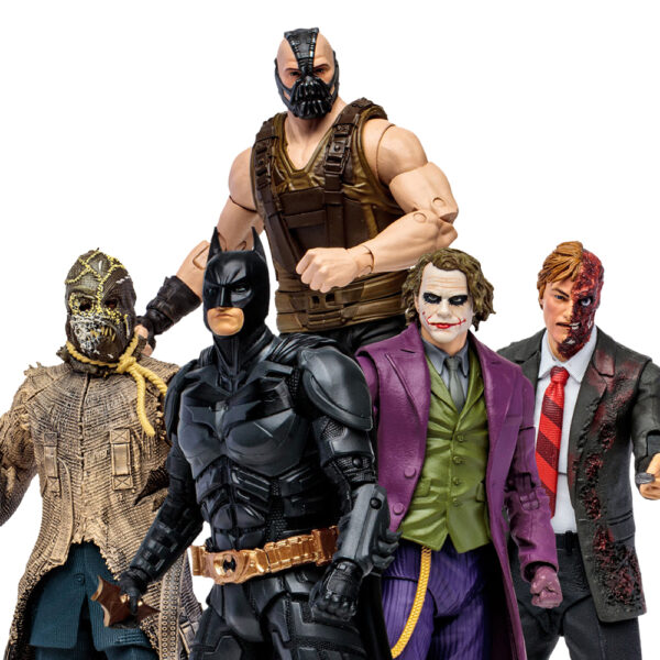 DC Multiverse (The Dark Knight Trilogy) 4er Set Actionfiguren Batman, Joker, Scarecrow, Harvey Dent + BAF Bane
