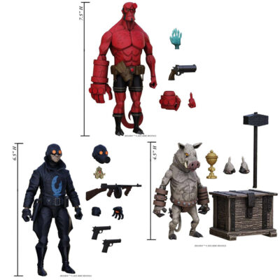 Hellboy Actionfiguren Hellboy 19 cm + Lobster Johnson 17 cm + Gruagach 11 cm